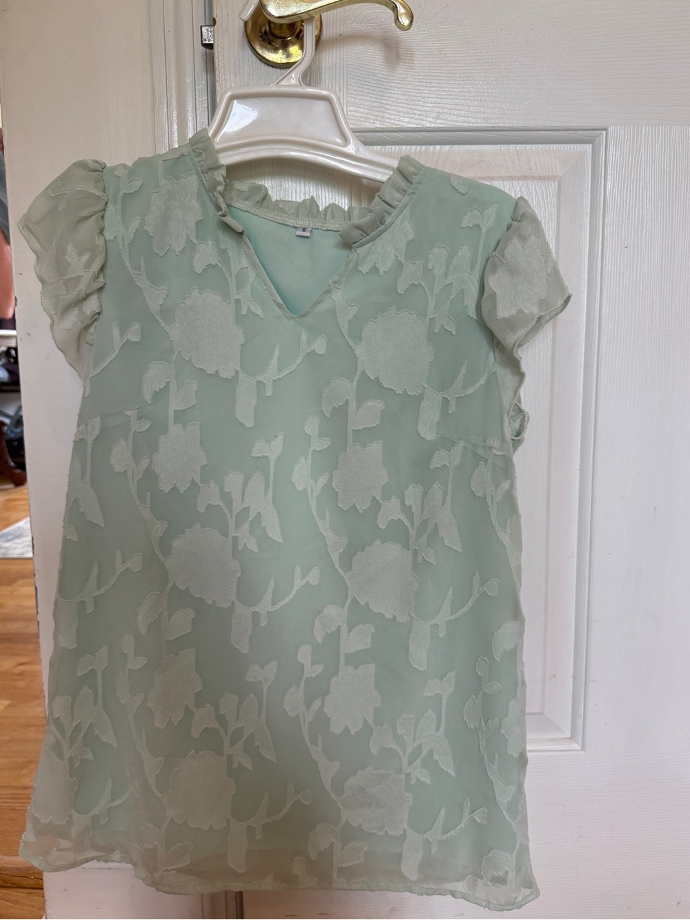 Girls Mint Floral Lace Overlay Dress